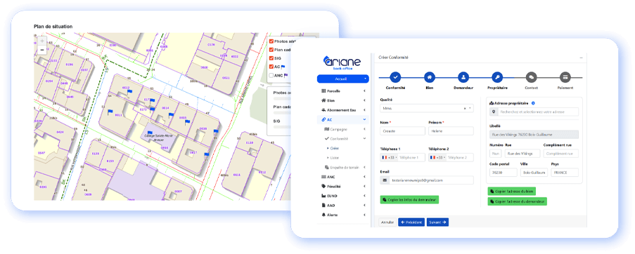 Back-office du logiciel de gestion eau et assainissement