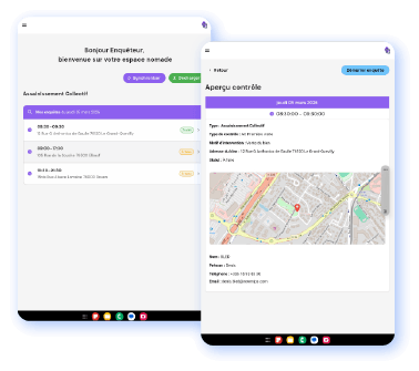 Application mobile pour contrôle d'assainissement sur tablette